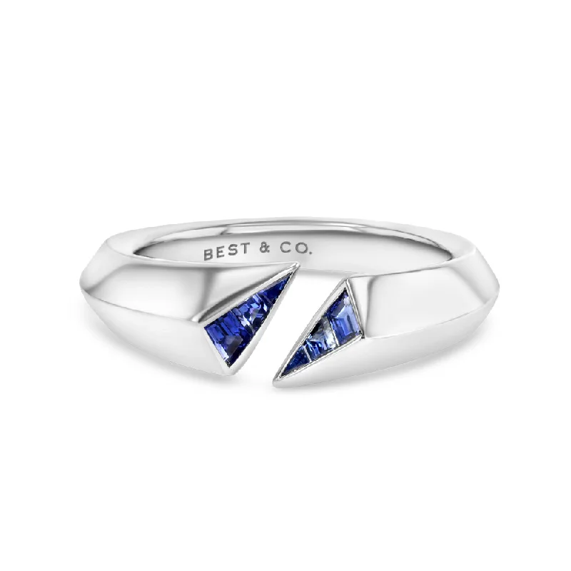 Exclusive Jewelry Sale – Shine For Less Sapphire Knife Edge Open Ring