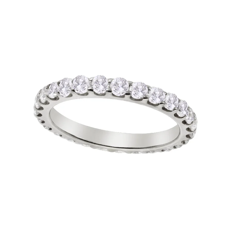 Classic And Modern Jewelry Styles On Sale Shared Prong Round Diamond Eternity Wedding Band 2.2mm