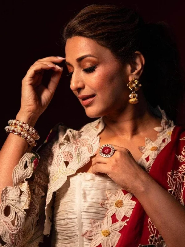 Bestselling Jewelry Now On Sale – Elevate Your Look Sonali Bendre In Kundan Ruby Ring Red