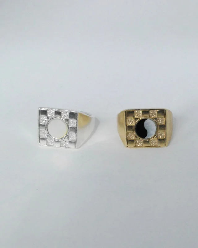 Affordable Glamour – Premium Jewelry For Less Square Checkerboard Inlay Ring (5 stone options)