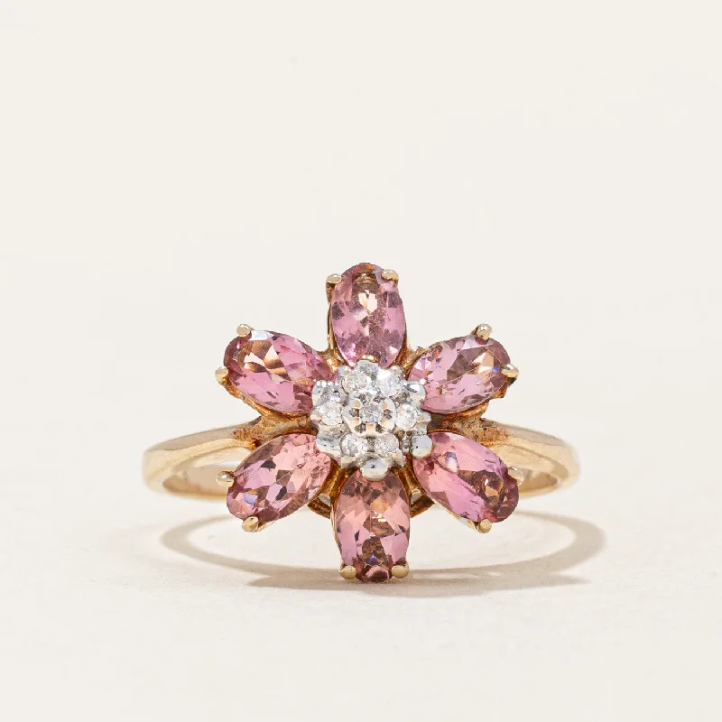 Huge Savings On Timeless Jewelry Collections Tourmaline & Diamond Flower Ring | 1.02ctw, 0.04ctw | SZ 7 |