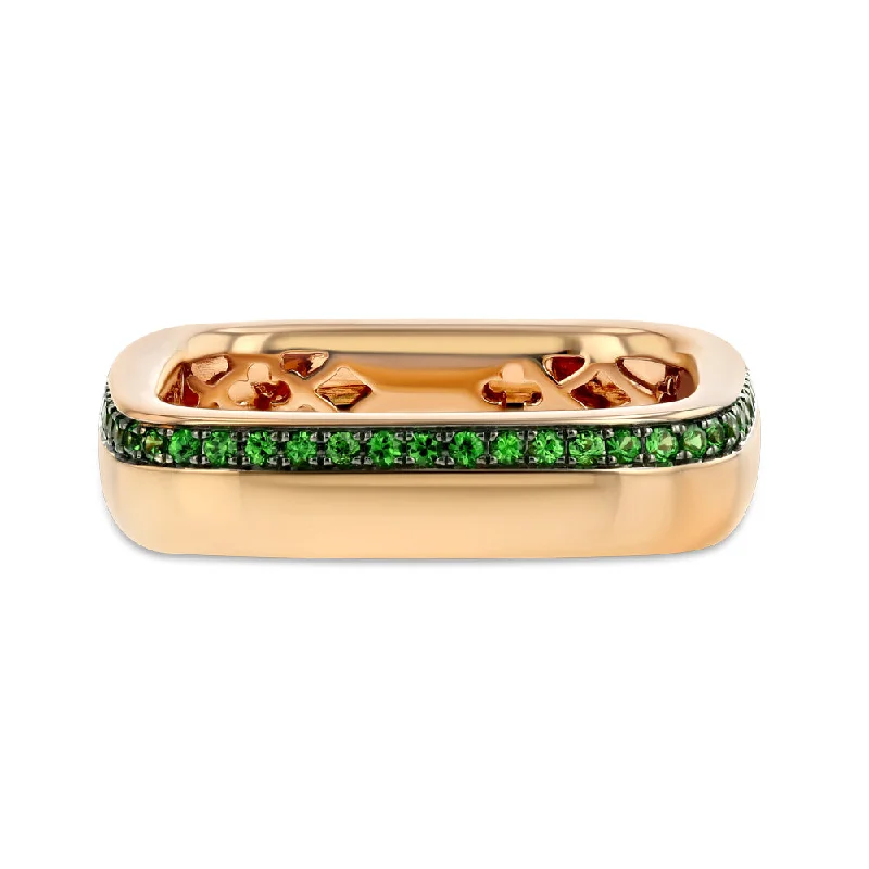 Shop Trending Jewelry With Exclusive Savings Tsavorites and Rose Gold Square Ring