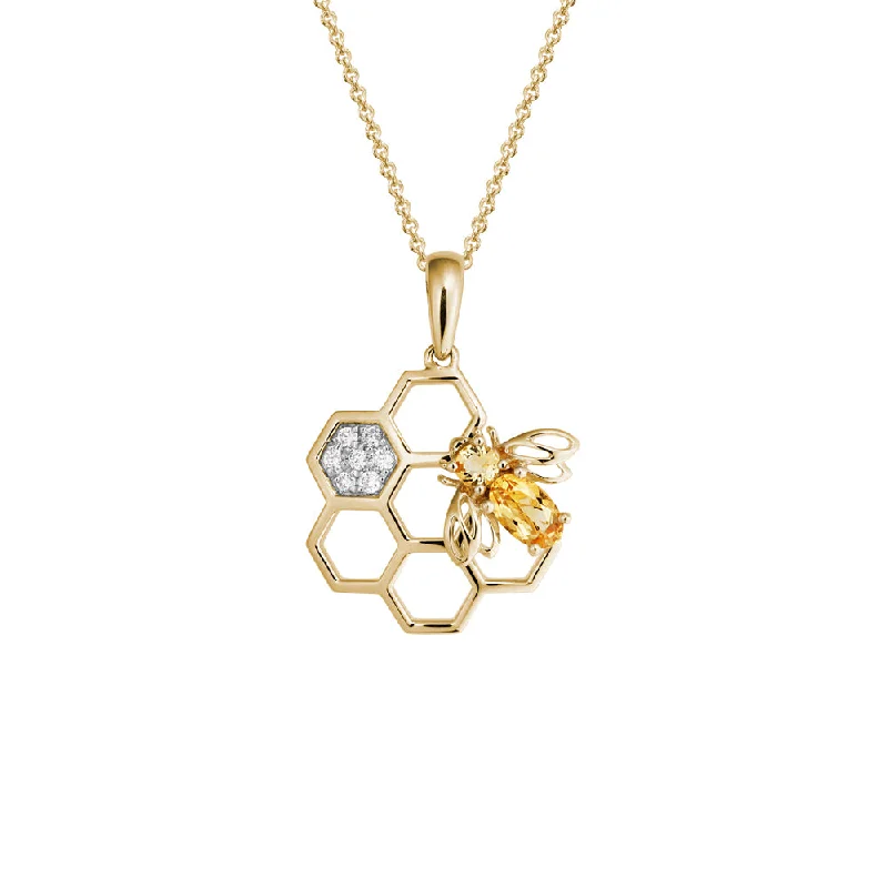 Jewelry Sale Bonanza – Grab Your Sparkle Now 14k Bee & Honeycomb Pendant Necklace