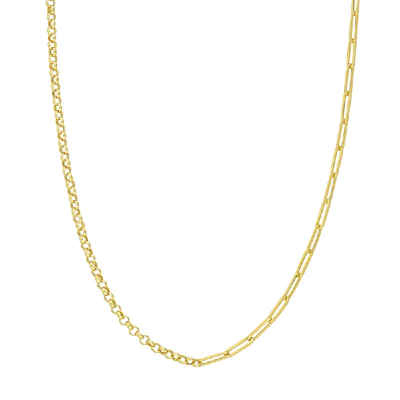 Exclusive Online Jewelry Sale – Don't Wait 14k Gold 50/50 Paper Clip & Rolo Chain Necklace