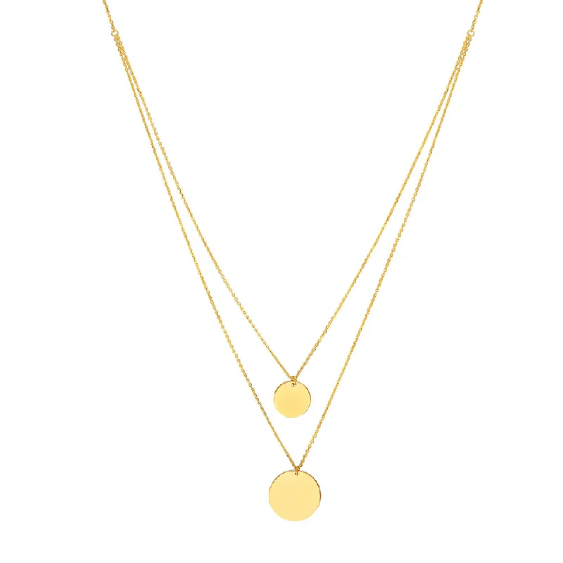 Upgrade Your Collection With Our Limited-Time Jewelry Sale 14k Gold Double Strand Disc Necklace