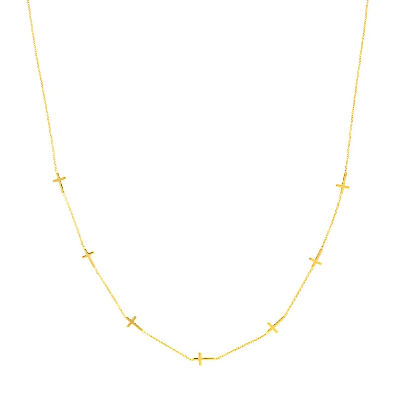 Don't Miss Our Biggest Jewelry Sale Of The Season 14k Gold Mini Crosses Station Necklace