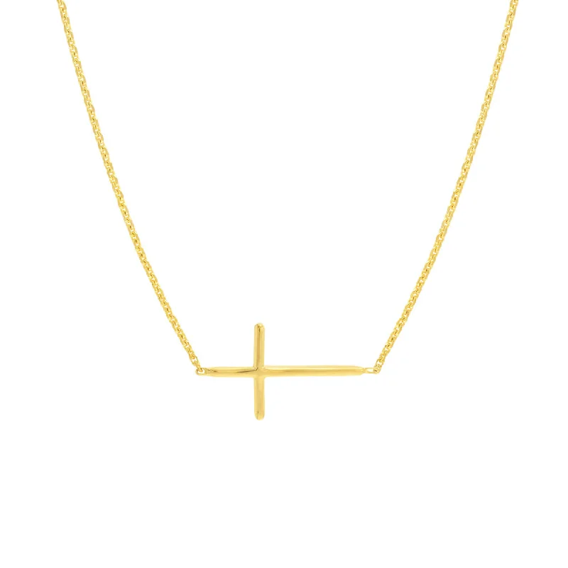 Flash Sale On Elegant Jewelry – Don't Miss Out 14k Gold Mini Sideways Cross Necklace