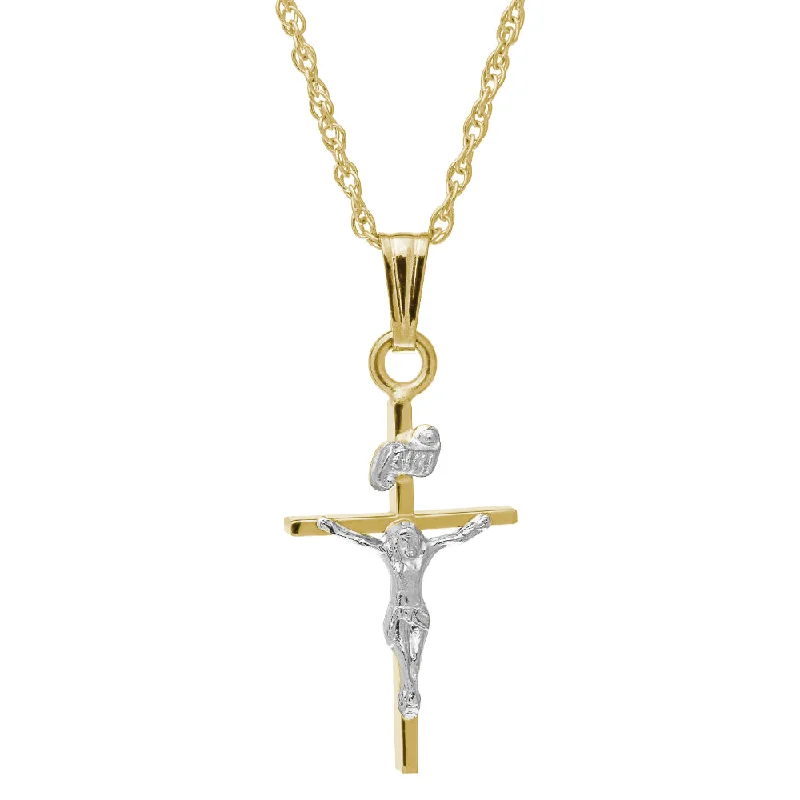 Exclusive Savings On Timeless Jewelry Pieces 14k Two-tone Gold Crucifix Necklace 18"