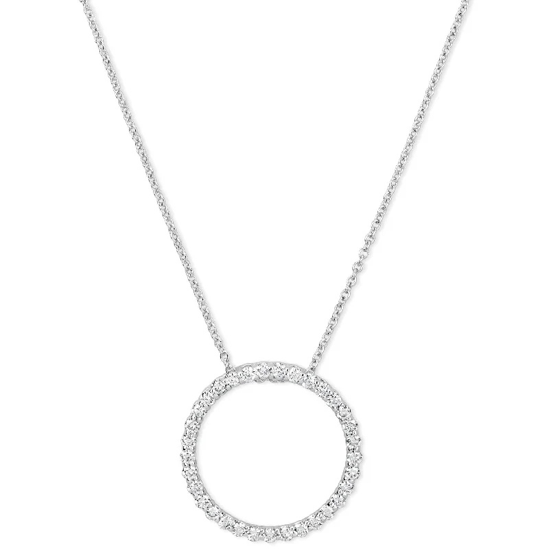 Buy More, Save More On Stunning Jewelry Designs 14k White Gold Diamond Open Circle Pendant Necklace