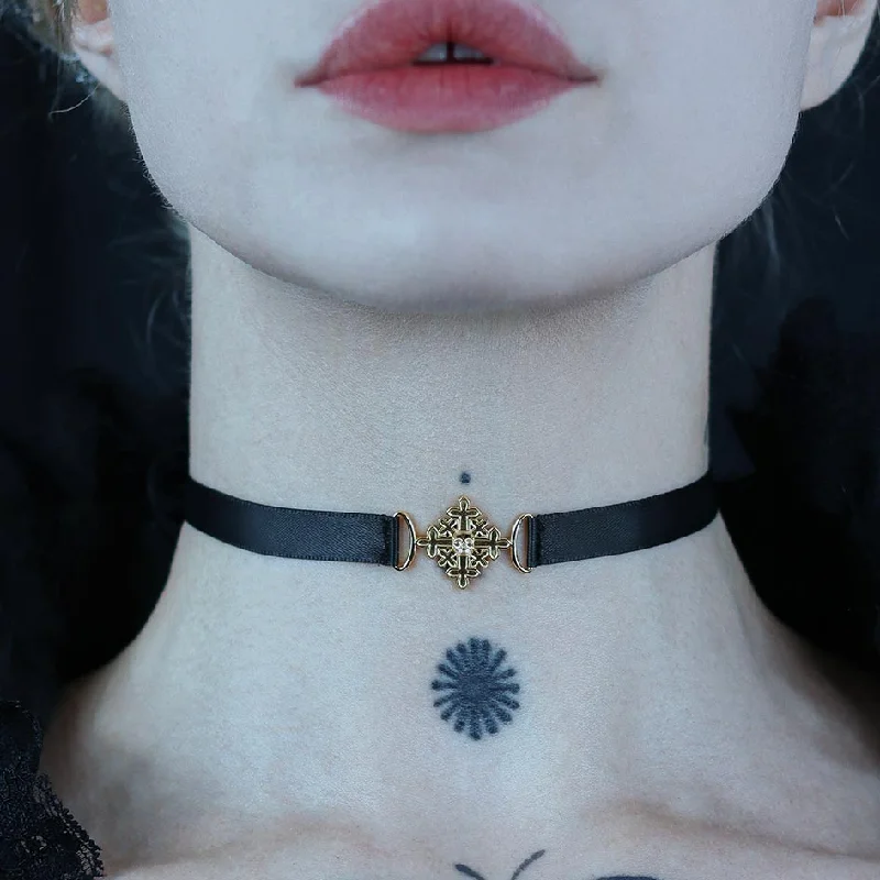 Exclusive Jewelry Bundles At Discounted Rates BODICE. Skull & Cross Satin Choker - Gold