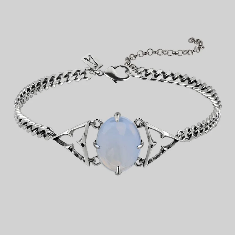 Limited-Time Jewelry Sale – Don't Miss Out On Dazzling Discounts CENTAURUS. Gothic Trefoil Opalite Choker - Silver