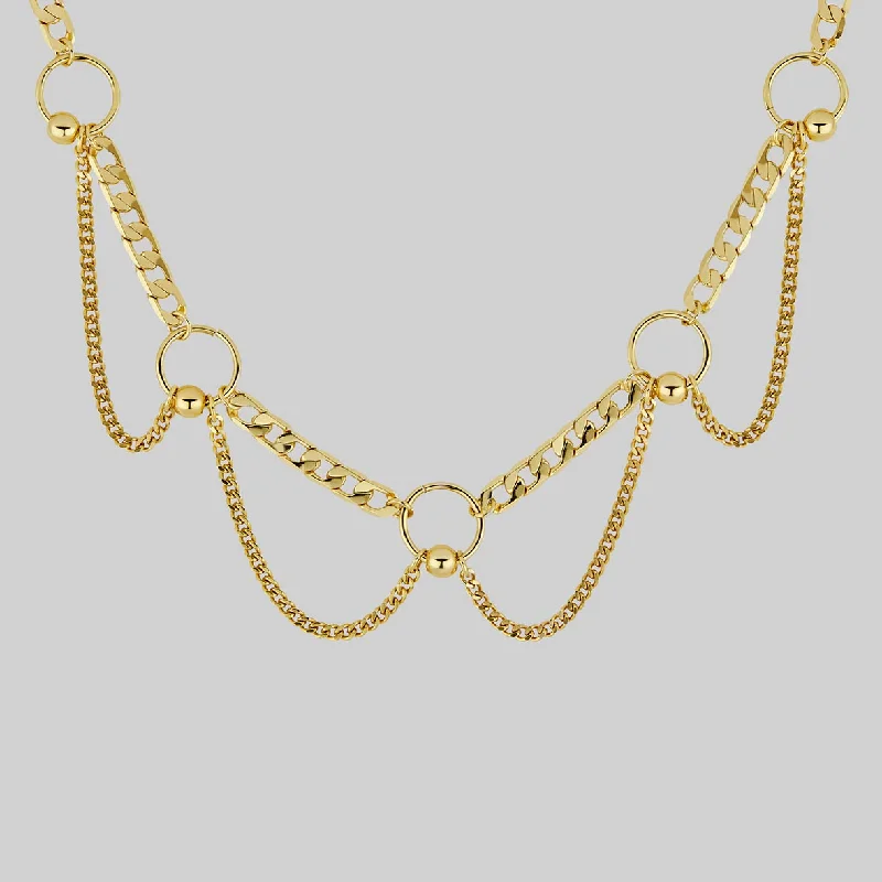 Elegant Jewelry Pieces At Unbelievable Prices CHANGE OF HEART. Pierced Chain Drop Choker - Gold