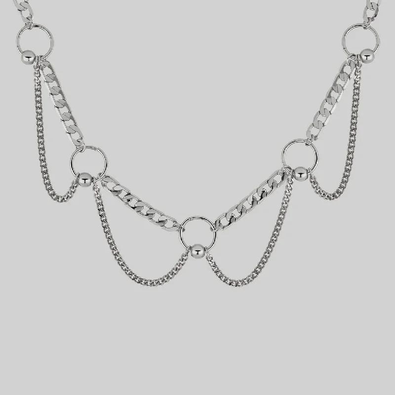 Special Jewelry Deals – Upgrade Your Collection CHANGE OF HEART. Pierced Chain Drop Choker - Silver