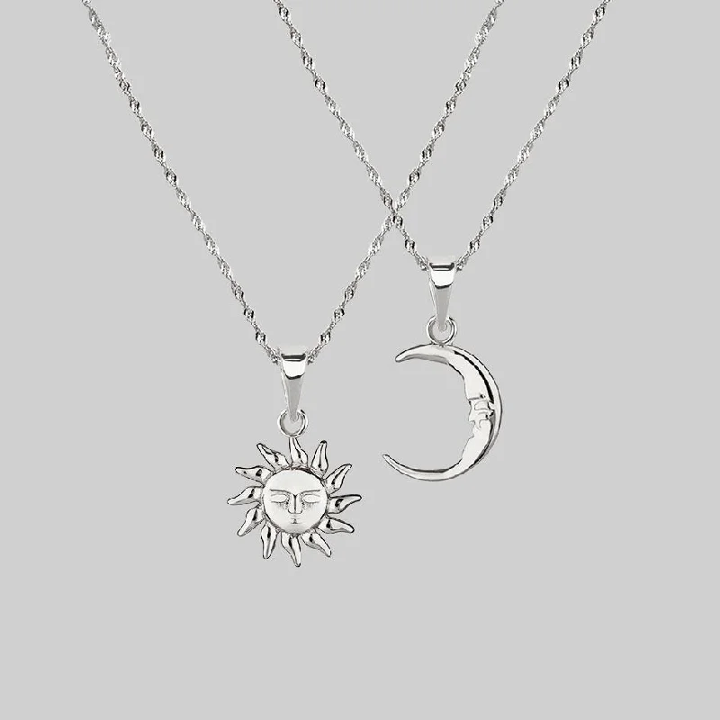 High-Quality Jewelry At A Fraction Of The Cost ELIN. Sun & Moon Layering Necklaces - Silver