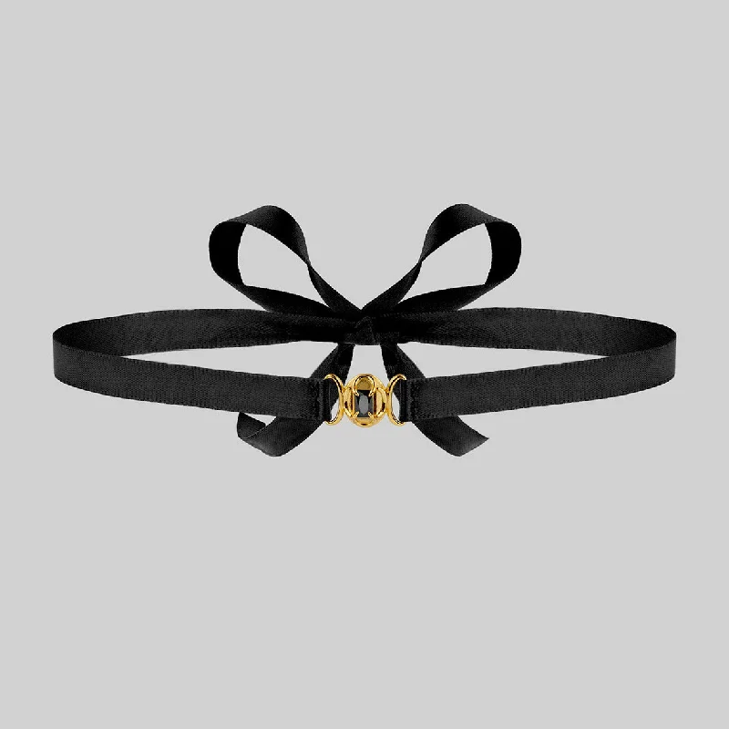 Best-Selling Jewelry Styles Now At Exclusive Discounts ELIZABETH. Black Spinel Tudor Satin Choker - Gold