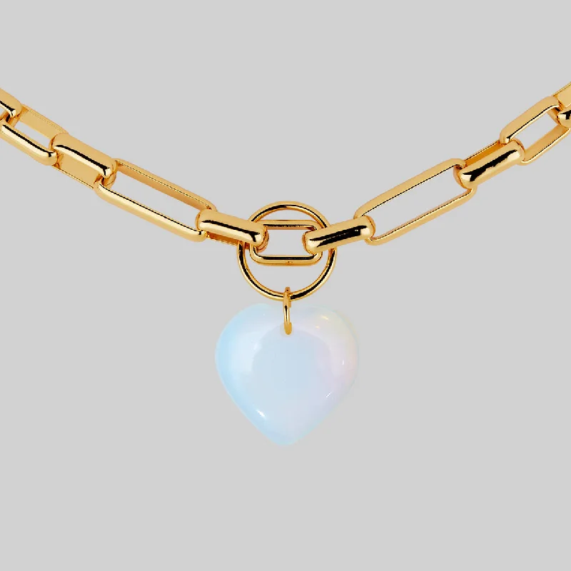 Shop Modern Jewelry Collections With Exclusive Discounts GLOBULAR. Chunky Link Chain Opalite Heart Collar - Gold