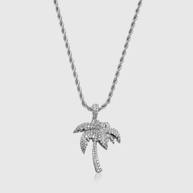 Modern Jewelry At Exclusive Discounts – Shop Today Iced Palm Tree Pendant (Silver)