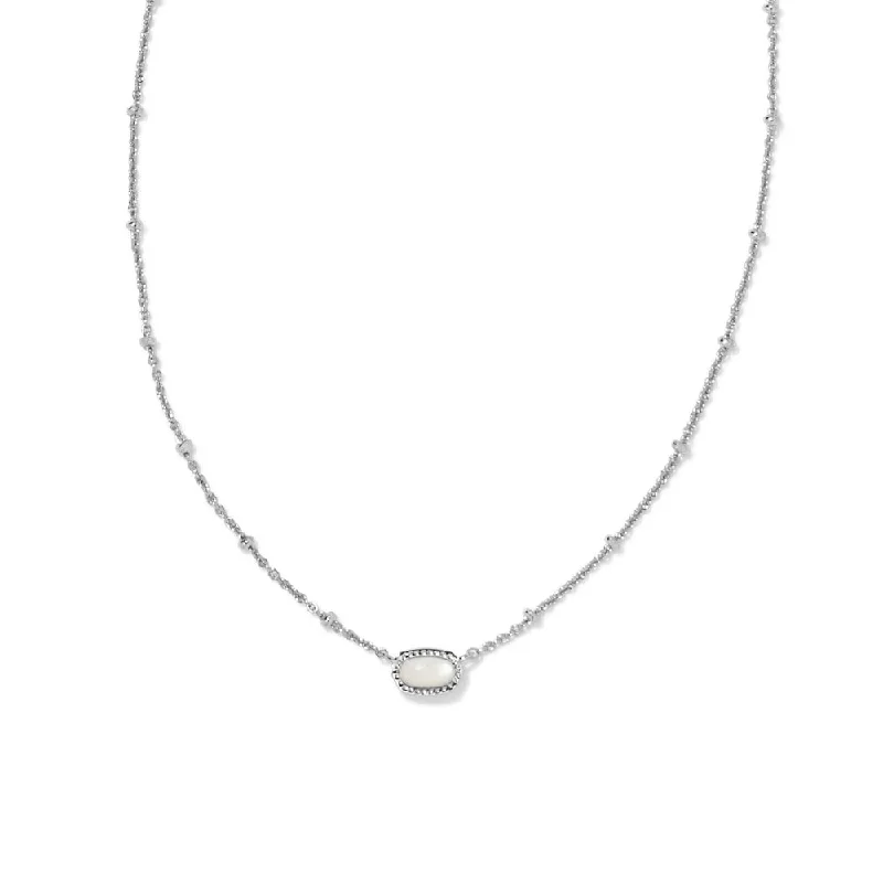 Luxury Jewelry At Unbeatable Discounts Kendra Scott Mini Elisa Pendant Necklace - Rhodium Ivory Mother of Pearl