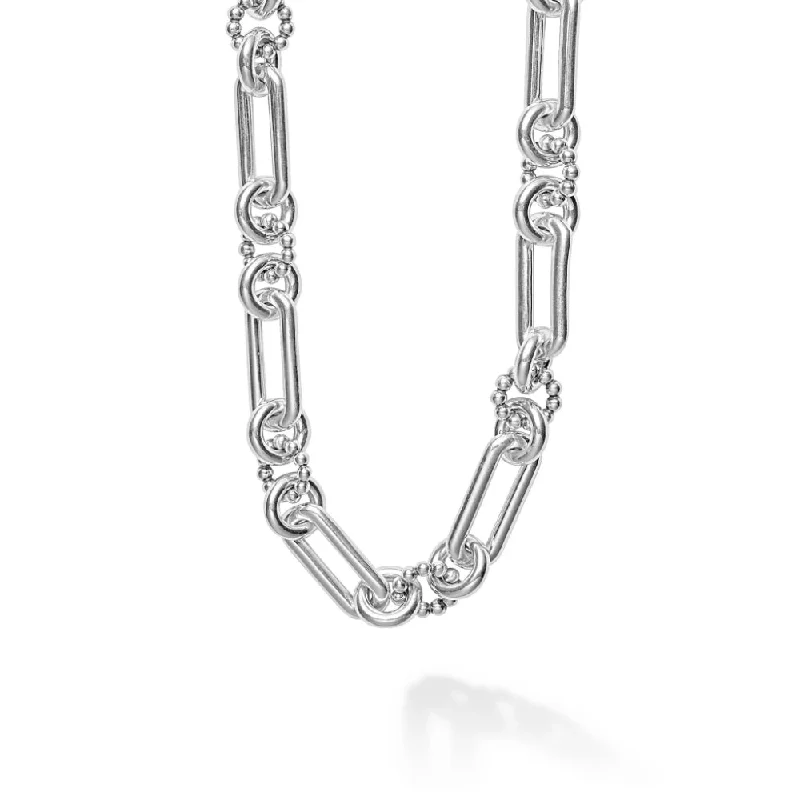 Classic And Modern Jewelry Styles On Sale Lagos Signature Caviar Silver Link Necklace