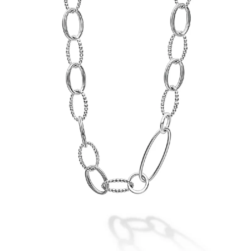 Affordable Elegance – Premium Jewelry At Special Prices Lagos Signature Caviar Sterling Silver Link Necklace