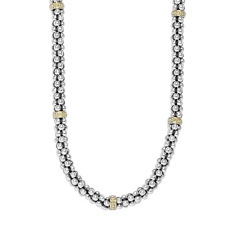 Shop Stylish Jewelry Now And Save Big Lagos Two-Tone Caviar 5mm Beaded Gold Station Necklace