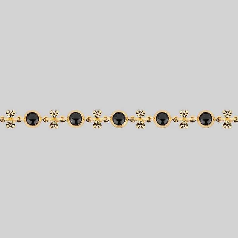 Timeless Beauty, Unbeatable Deals – Jewelry Sale On LISBET. Cross & Black Glass  Choker - Gold