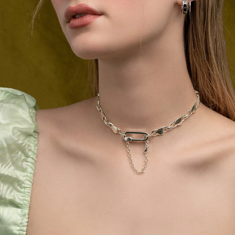 Flash Deals On Fine Jewelry – Shop Before It's Gone LOVE HURTS. Heart Chain Collar - Silver