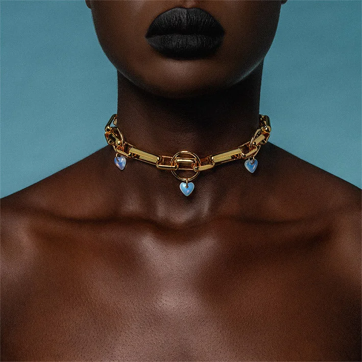 Shine Without Limits – Jewelry Sale Happening Now MAGNETAR. Chunky Link Chain Hearts Choker - Gold