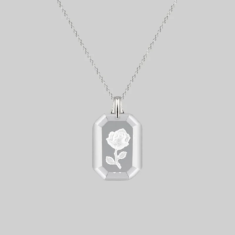 Special Jewelry Deals – Upgrade Your Collection RAPHAEL. Etched Glass Rose Necklace - Silver