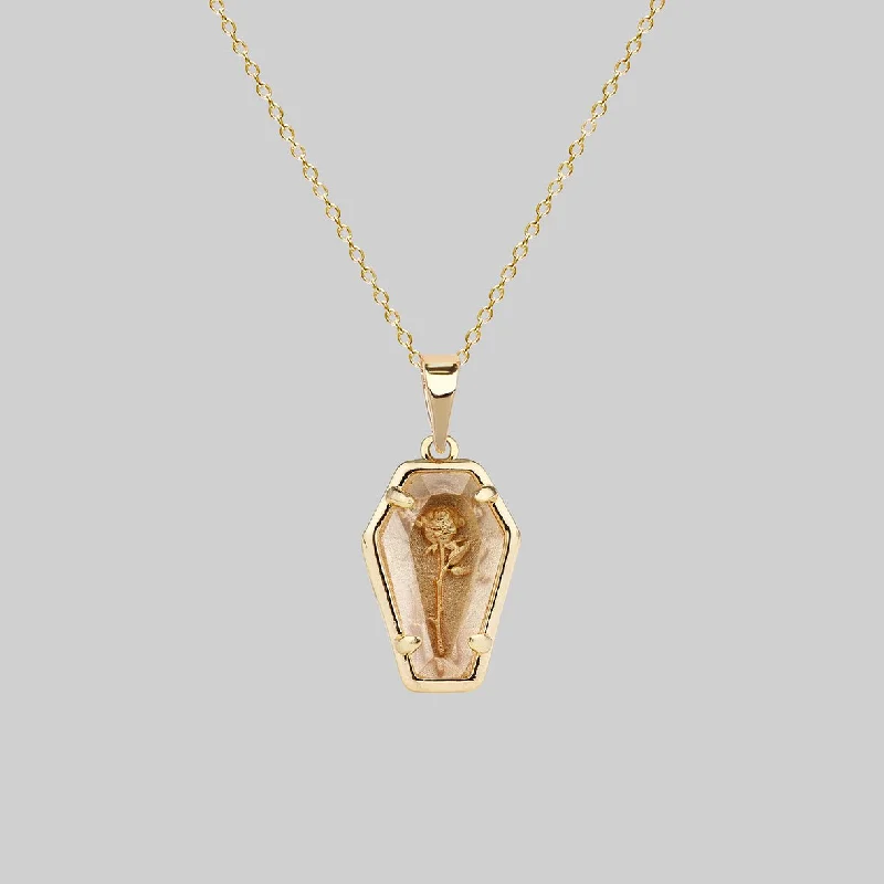 Jewelry Deals That Sparkle – Shop Today REBIRTH. Rose Under Glass Coffin Necklace - Gold