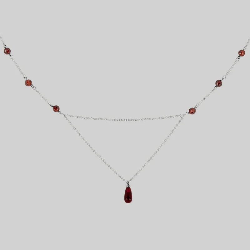 Your Dream Jewelry At Dream Prices RELISH. Medieval Red Glass Droplet Necklace - Silver