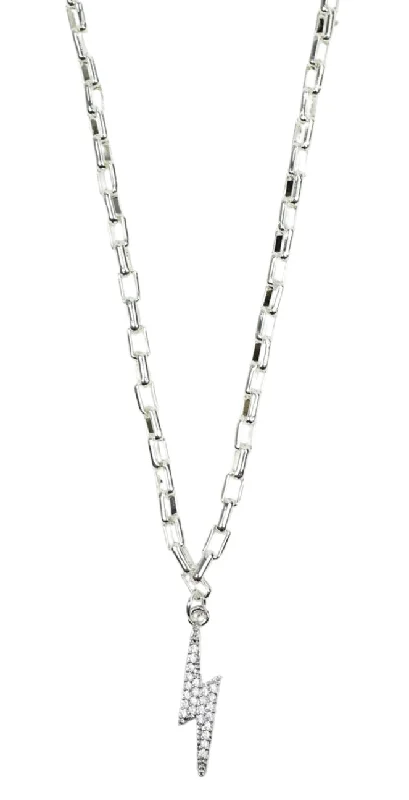 Modern Statement Jewelry For Bold Styling Silver Lightning Bolt Necklace