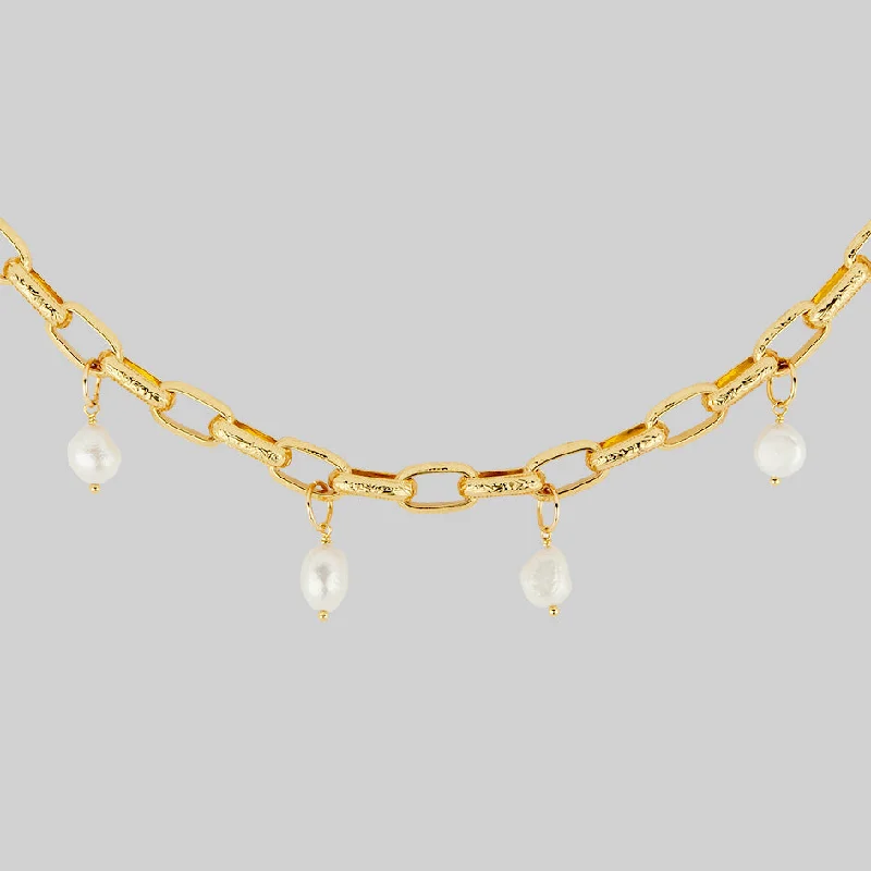 Shop Elegant Jewelry At Unbeatable Prices SOVEREIGN. Ornate Link Pearl Collar - Gold