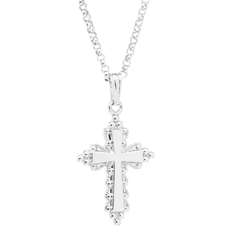 Trending Jewelry Now At Unbeatable Prices Sterling Silver Accented Cross Necklace 18"