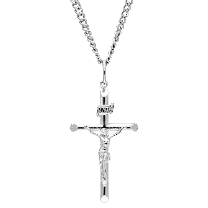 Get Ready To Sparkle – Special Jewelry Discounts Sterling Silver Large Crucifix Pendant Necklace