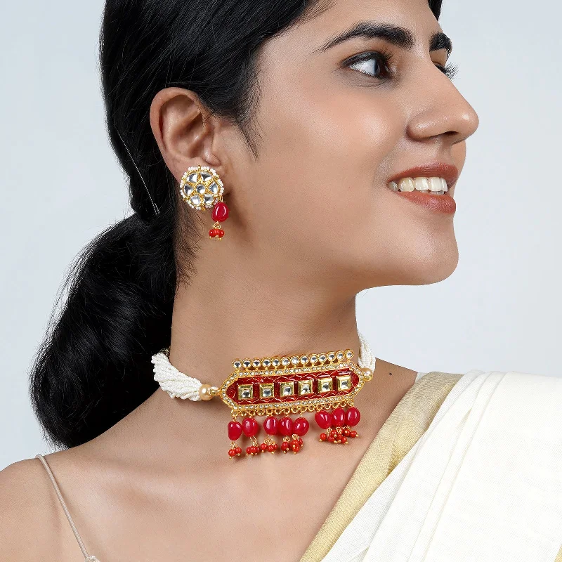 Best Jewelry Deals – Shop Premium Pieces At Great Prices Teejh Akruti Red Necklace Set