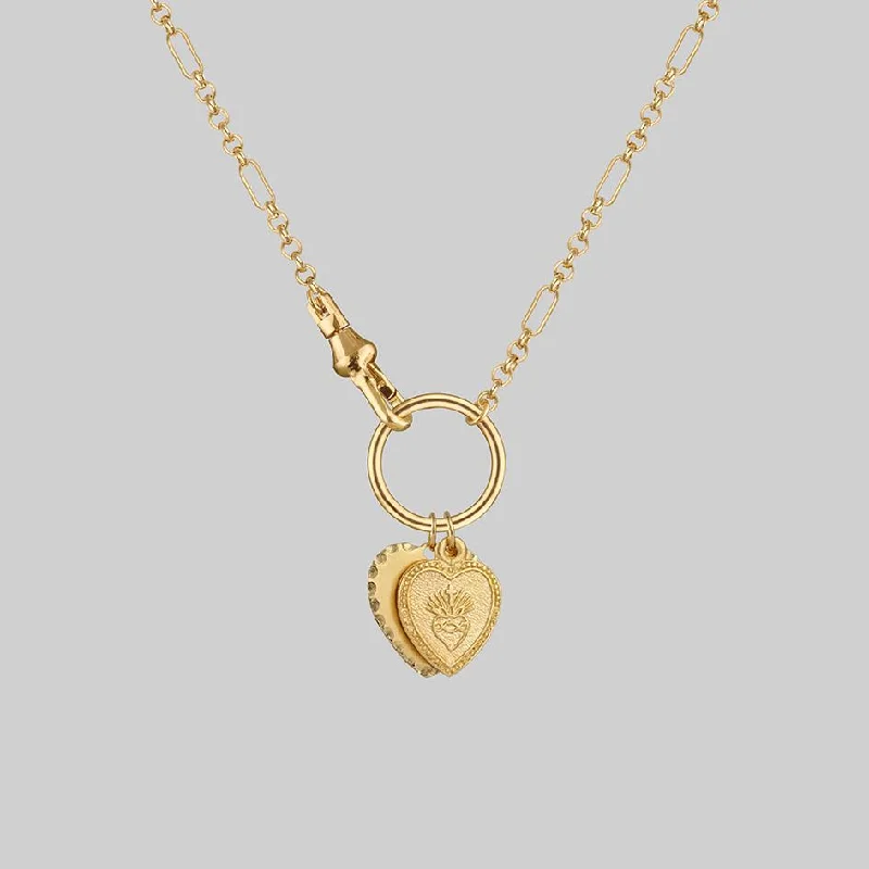 Limited-Time Jewelry Sale – Don't Miss These Deals VALENTINA. Multi Heart Charm Clasp Necklace - Gold