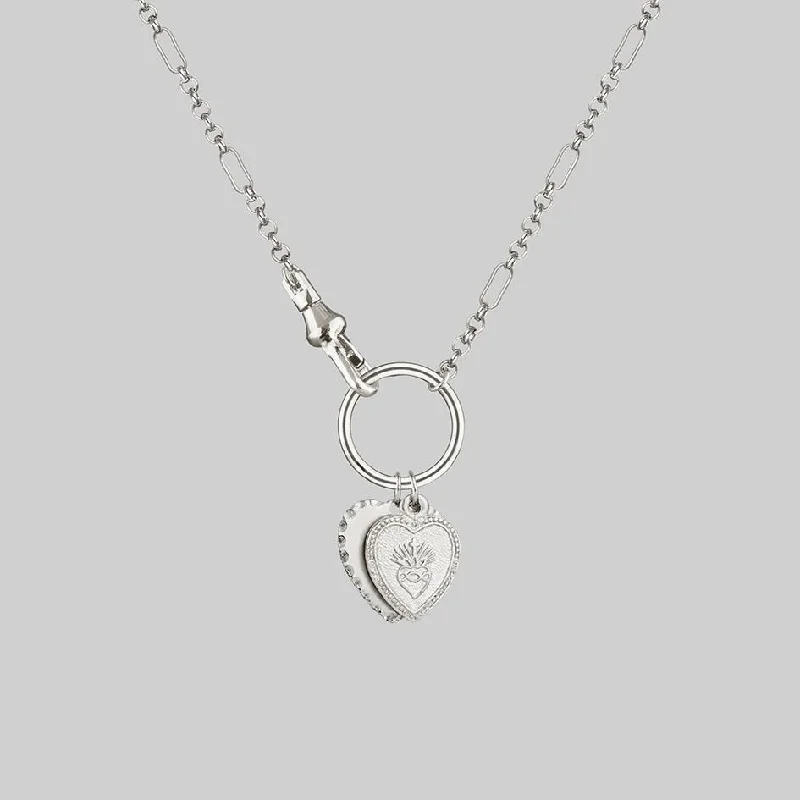 Shop Fine Jewelry With Exclusive Savings VALENTINA. Multi Heart Charm Clasp Necklace - Silver