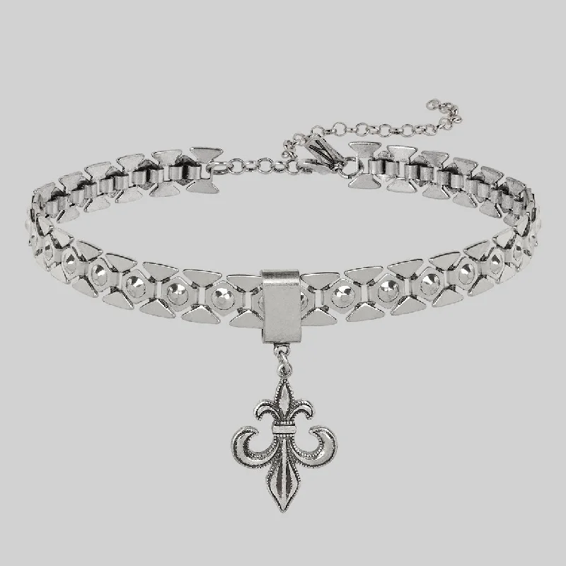 Limited-Stock Jewelry Sale – Shop Before It's Gone VOW. Fleur de Lis Charm Choker - Silver