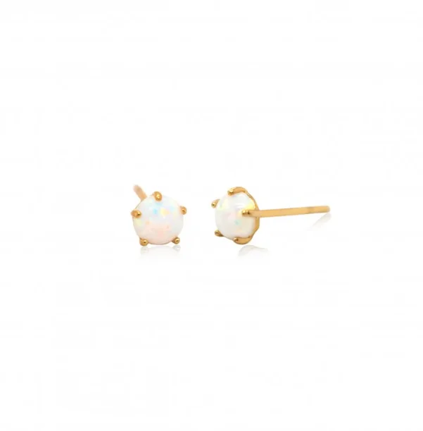 Shine Bright With Our Special Jewelry Promotions 10ky Gold Five White Opal Stud Earrings