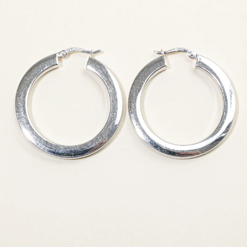 Personalized Jewelry At Special Discount Rates 14k White Gold Hoop Earrings