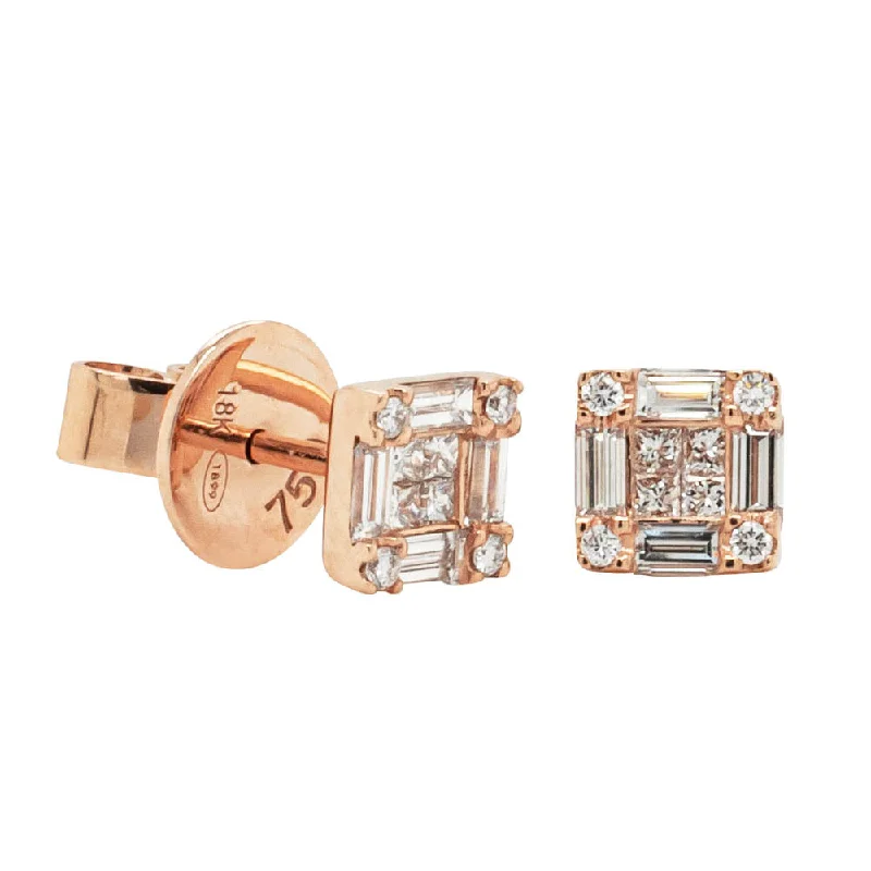 Affordable Luxury Jewelry – Style At A Great Price 18ct Rose Gold Diamond Quattro Stud Earrings