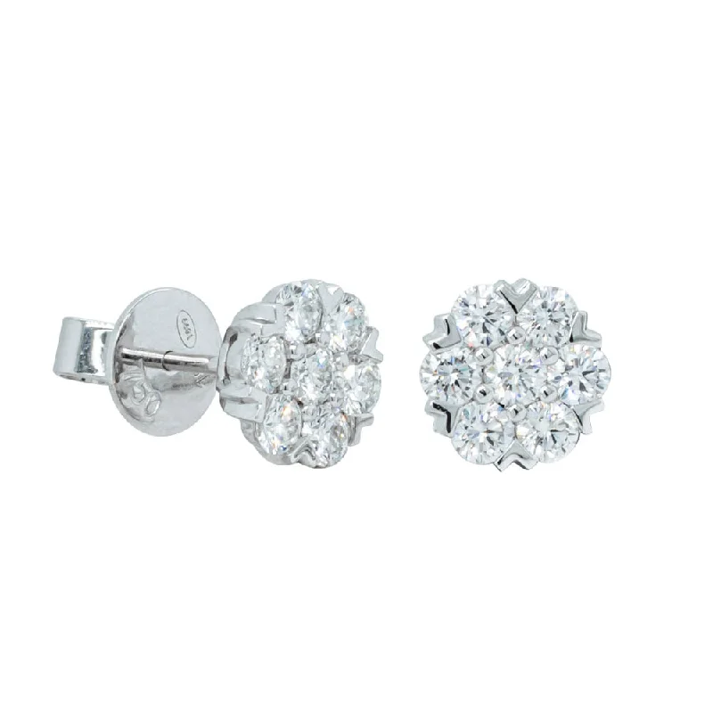 Big Discounts On Elegant Jewelry Collections 18ct White Gold 1.23ct Diamond Lotus Stud Earrings