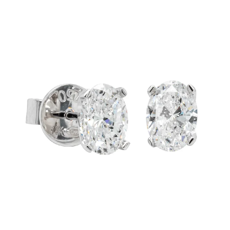 Elevate Your Outfit With Discounted Statement Jewelry 18ct White Gold 2.01ct Oval Cut Diamond Blossom Stud Earrings