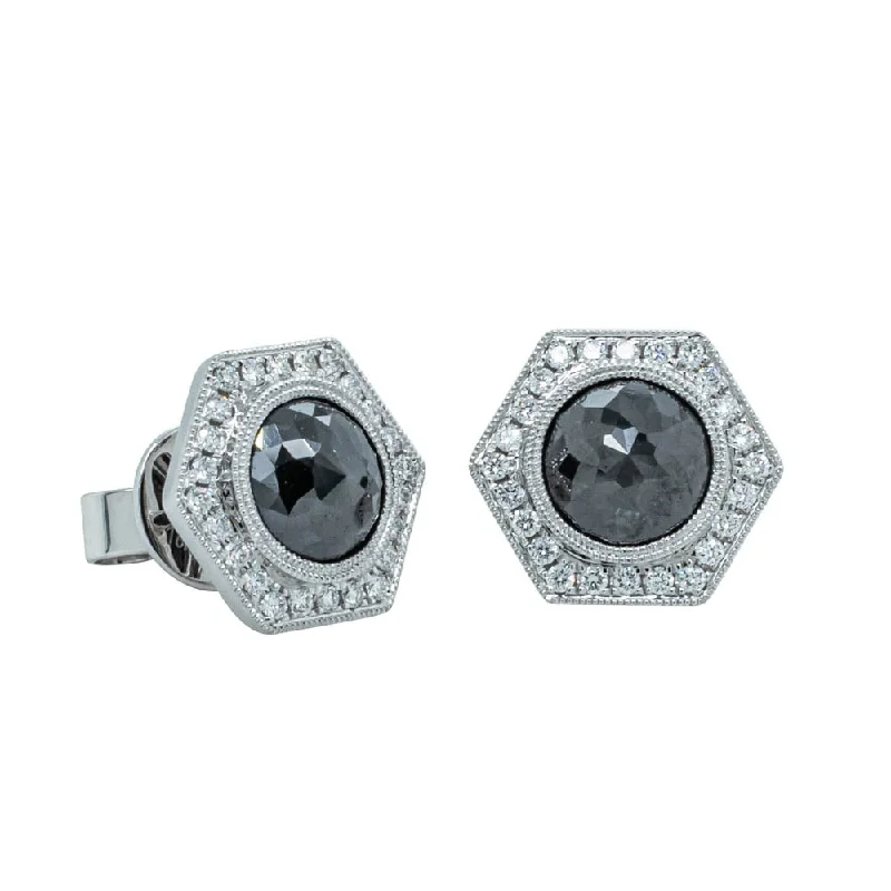 Luxury Jewelry Without The Luxury Price Tag 18ct White Gold 2.46ct Black Diamond Halo Stud Earrings