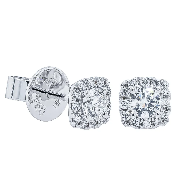 Shop Modern Jewelry Collections With Exclusive Discounts 18ct White Gold .50ct Diamond Peony Stud Earrings