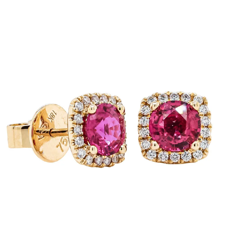 Breathtaking Jewelry At Limited-Time Savings 18ct Yellow Gold 2.00ct Ruby & Diamond Peony Stud Earrings