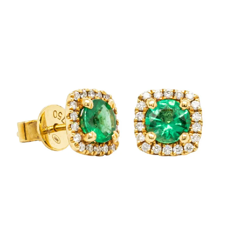 Dazzle With Discounts – Shop Jewelry On Sale 18ct Yellow Gold Emerald & Diamond Peony Stud Earrings