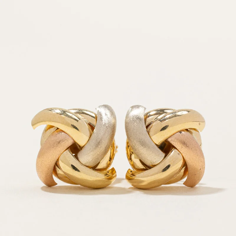 Best-Selling Jewelry Now Available At Special Deals 18k Tri Tone Gold Knot Clip On Earrings