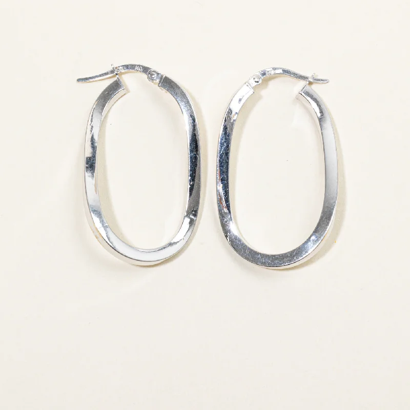 Elegant Jewelry At Unbeatable Offers – Shop Before It's Gone 18k White Gold Oval Hoop Earrings